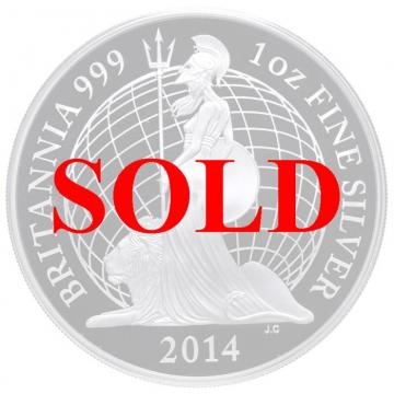 イギリス　ブリタニア　2014年　2ポンド　1オンス　プルーフ 銀貨　エリザベス2世　見返り美人 保証書　化粧箱付き