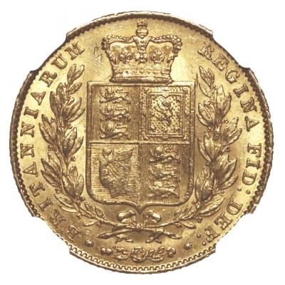 イギリス　1847年　ソブリン金貨　ヴィクトリア　ビクトリア　Victoria　ヤングヘッド　NGC　AU58