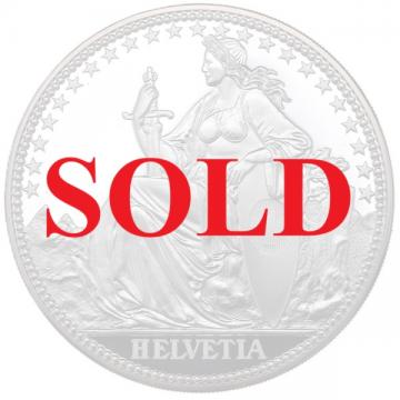 スイス　1987年EF　ヘルヴェティア　純銀メダル5オンス　プルーフ　FDC完全未使用　限定1500枚