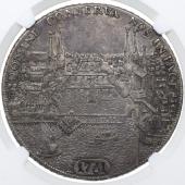 スイス　1761年 チューリッヒ　ターラー銀貨　都市景観　NGC　AU55