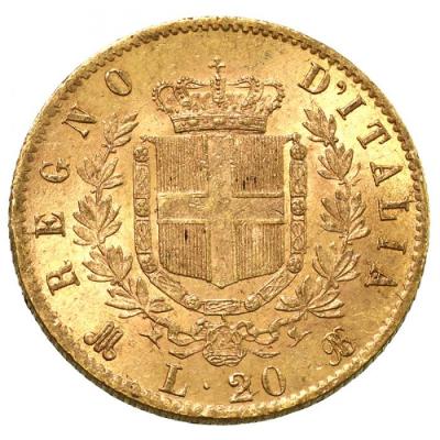 イタリア　1873年　20リレ 金貨　ヴィットリオ・エマヌエーレ2世