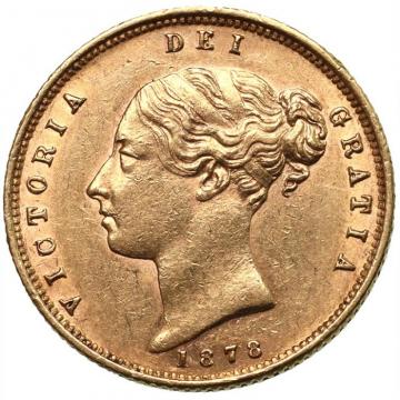 イギリス　1878年銘　ハーフソブリン金貨　ヴィクトリア　ビクトリア　Victoria ヤングヘッド