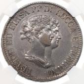イタリア - ルッカ・ピオンビーノ公国　1807年(オリジナル年号)　5フランキ銀貨　フェリーチェ・バチョッキ=エリザ・ボナパルト　NGC XF45