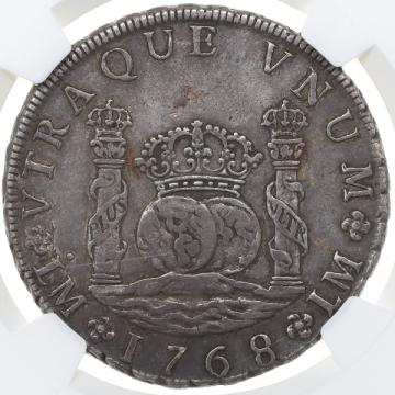 ペルー 1768年LM-JM 8レアレス銀貨 カルロス3世 One Dot NGC XF40