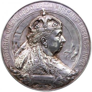 イギリス　1887年　ビクトリア　ヴィクトリア　Victoria　銀メダル　ジュビリーヘッド　戴冠50年記念