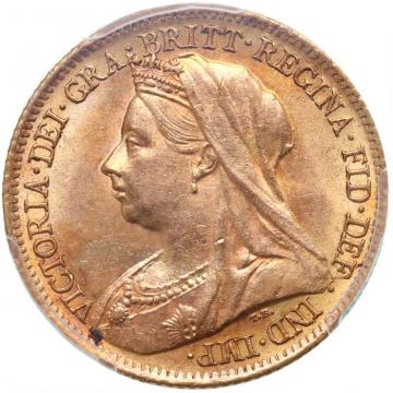 イギリス 1899年　ハーフソブリン金貨　ヴィクトリア　ビクトリア　Victoria　ヴェールドヘッド　PCGS AU58