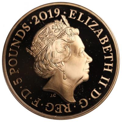 イギリス　2019年　5ポンド　プルーフ金貨　エリザベス2世　生誕200周年記念　FDC　保証書　共箱付