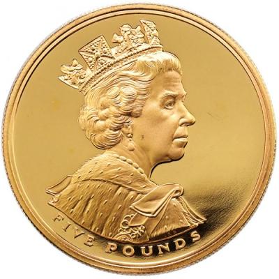 【特価】イギリス 2002年 5ポンドプルーフ金貨エリザベスI2世即位50年 「馬上の女王」　共箱・保証書付　売れ筋