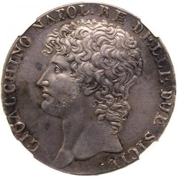 イタリア・ナポリ　1810年　ジョアッキーノ1世　12カルリーニ銀貨　NGC　AU53