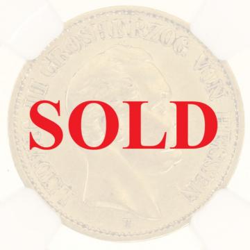 ドイツ ダルムシュタット　1876年H　10マルク 金貨　ルートヴィヒ3世　NGC　AU50