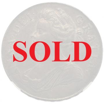 イギリス　1707年　クラウン銀貨アン女王　NGC　AU55　ポスト・ユニオン　Sexto on Edge