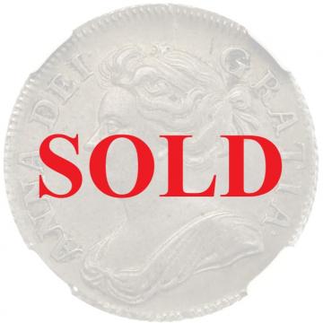 GREAT BRITAIN イギリス 1708年 シリング銀貨 アン女王 タワーミント NGC AU58