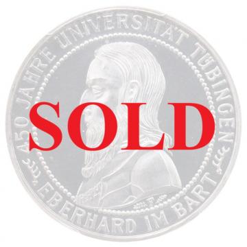 ドイツ 1927年F 　5ライヒマルク　プルーフ銀貨 テュービンゲン大学450周年記念　ワイマール銀貨シリーズ　PCGS PR63+DCAM