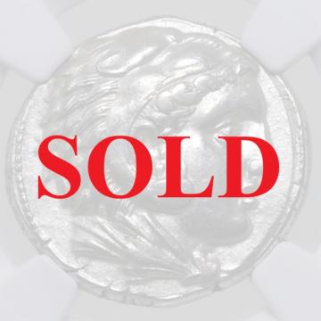 古代ギリシャ シチリア　Siculo-Punic テトラドラクマ 銀貨 ヘラクレス 300-289BC NGC ChXF 5/5,4/5 Fine style　レアレリーフ