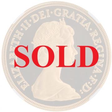 イギリス GREAT BRITAIN 1981年銘 5ポンド金貨 エリザベス女王ヤングバスト NGC PF69UC　発行5400枚レア