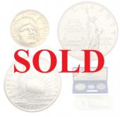 アメリカ　1986年　自由の女神100周年　プルーフ金貨・銀貨　3枚セット　ケース付3枚セット　