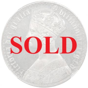 イギリス1847年ビクトリアヴィクトリア　ゴチックゴシッククラウン銀貨Undecimo on edge　NGC PF62Cameo