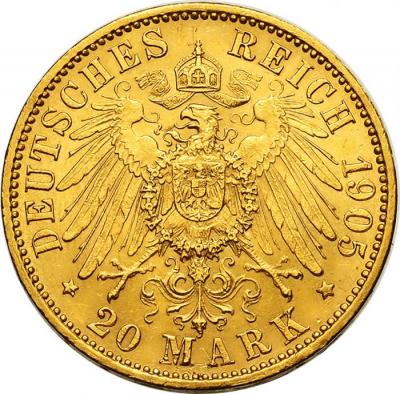 ドイツ　1905年　20マルク　金貨　ヴィルヘルム2世