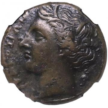 古代シチリア　紀元前317-289年 シラクサ　AE20　アガトクレス　銅貨　NGC　Ch　VF