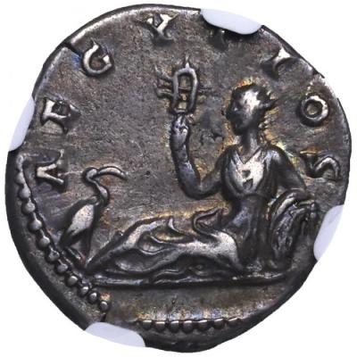 古代ローマ　AD117-138年 ハドリアヌス デナリウス銀貨　アイギュプトス　NGC　Ch　VF