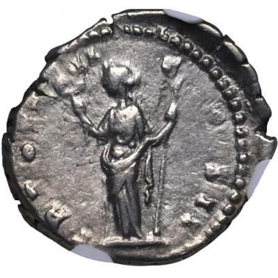 古代ローマ　AD161-180年 マルクス・アウレリウス デナリウス銀貨　　NGC Ch VF