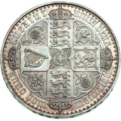 イギリス 1847年 ヴィクトリア ビクトリア Victoria ゴシック ゴチッククラウン銀貨 UNDECIMO 良好カメオ状態　UNC 未使用