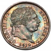イギリス　GREAT BRITAIN　英国　1819年　シリング銀貨　ジョージ3世　NGC　MS62　グリーン・レッドトーン