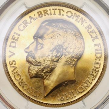 イギリス　1911年　ジョージ5世　5ポンド プルーフ金貨　PCGS PR63　発行枚数2812枚