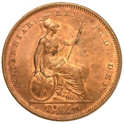 イギリス　1826　ジョージ4世　1ペニー銅貨