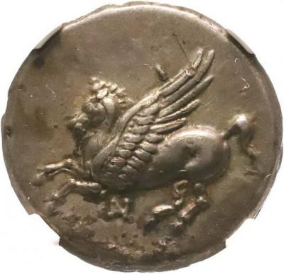 古代ギリシャ(エジプト)　スターテル銀貨　BC350-300　ペガサス　コリント　NGC鑑定済