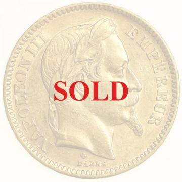 フランス　1866BB　ナポレオン3世　有冠　金貨　　20フラン　ストラスブルーミント
