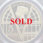 イギリス　2001年　5ポンド　エリザベス金貨　ビクトリア崩御100年　PCGS PR69DCAM