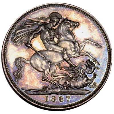 イギリス　1887年クラウン銀貨　ヴィクトリアビクトリア　ジュビリーヘッド　アトラクティブトーン
