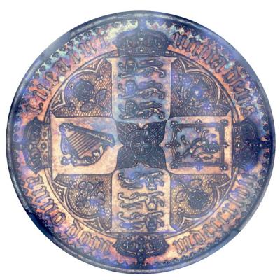 イギリス1847年ビクトリアヴィクトリア　ゴチックゴシッククラウン銀貨PF63　Undecimo on edge　NGC　超美麗トーン