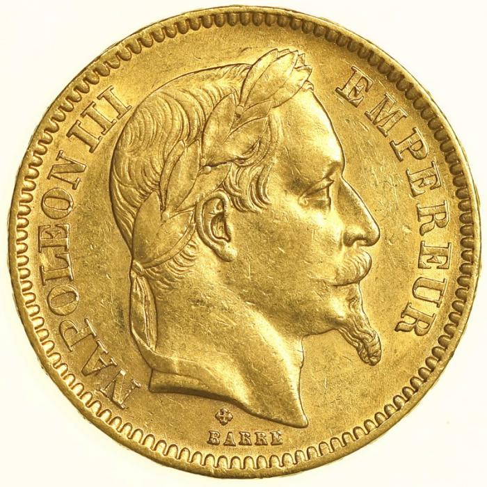 美術品/アンティークフランス　ナポレオン3世　20フラン金貨 K21.6