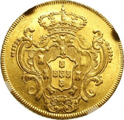 ブラジル　1781年R　6400レイス金貨　マリア王女　ペドロ3世　EF　状態良好人気　NGC MS61