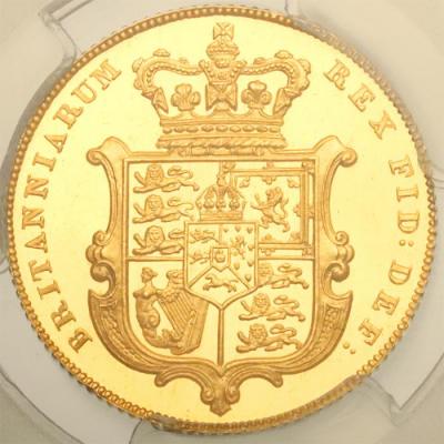 イギリス　1826年　ソブリン金貨プルーフ　ジョージ4世　PCGS PR64 CAMEO