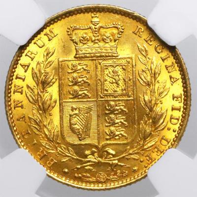 イギリス　1853年銘　ソブリン金貨　ビクトリアヴィクトリアヤングヘッド　NGC　MS63