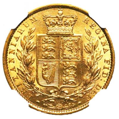 イギリス　1862年銘　ソブリン金貨　ヴィクトリアビクトリアヤングヘッド NGC AU58　