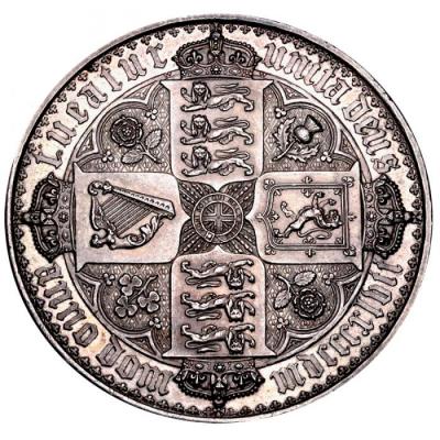 イギリス　1847年　ビクトリアヴィクトリア　ゴチックゴシッククラウン銀貨プルーフ　Undecimo on edge
