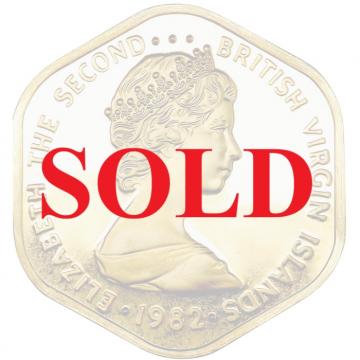 イギリス・バージン諸島 1982年 100ドル金貨 プルーフ エリザベス2世 ヤングバスト 女王即位30周年記念 FDC完全未使用