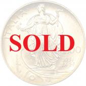 イタリア 1931R 100リレ金貨ヴィットリオ・エマヌエーレ3世　体制9周年　UNC未使用