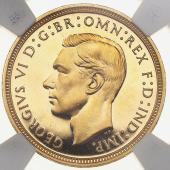 イギリス　1937年銘　ハーフソブリンProof金貨　ジョージ6世　FDC完全未使用　NGC PF 63