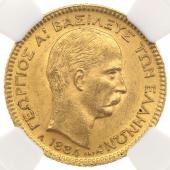 ギリシャ 1884年　20ドラクマ 金貨　ゲオルギオス1世　EF+極美品+