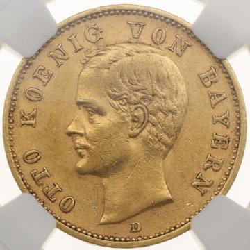 ドイツ・バイエルン 1905年D　20マルク 金貨　オットー1世　EF極美品