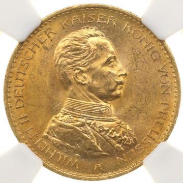 ドイツ プロイセン 1914年　20マルク 金貨　ヴィルヘルム2世　UNC未使用