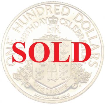 イギリス・バージン諸島 1976年 100ドル金貨 プルーフ エリザベス2世 ヤングバスト 女王50歳記念 FDC完全未使用