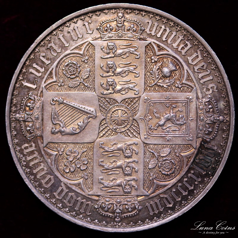 イギリス　1847年銘　ビクトリア　ゴシッククラウン銀貨
