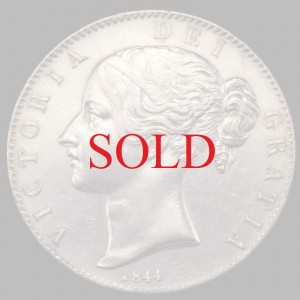 イギリス　1844年銘　クラウン　大型　銀貨　ビクトリア　ヤングヘッド