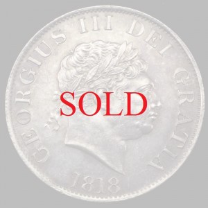 イギリス　1818年銘　ハーフクラウン　銀貨　ジョージ3世　ライトトーン